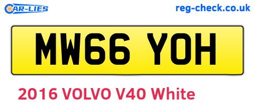 MW66YOH are the vehicle registration plates.
