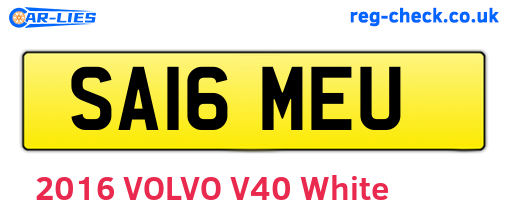 SA16MEU are the vehicle registration plates.