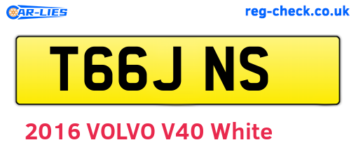 T66JNS are the vehicle registration plates.