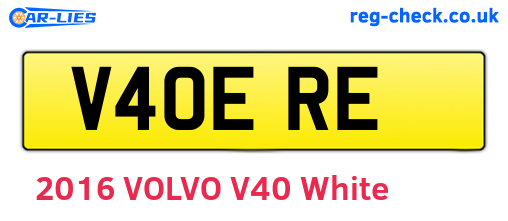 V40ERE are the vehicle registration plates.