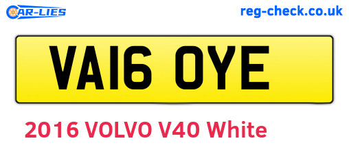 VA16OYE are the vehicle registration plates.