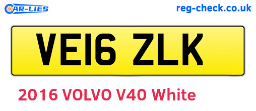 VE16ZLK are the vehicle registration plates.