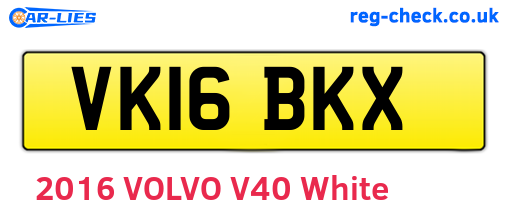 VK16BKX are the vehicle registration plates.
