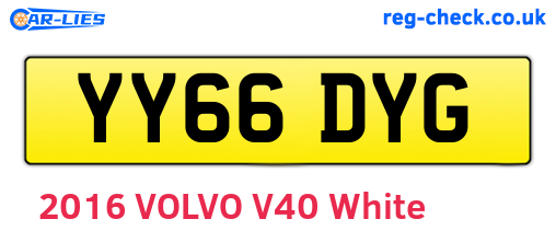 YY66DYG are the vehicle registration plates.