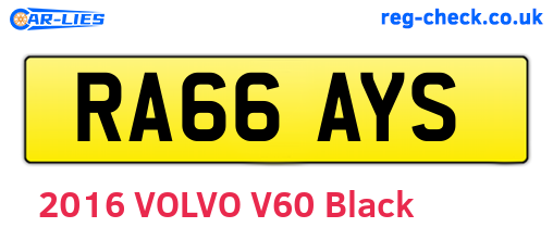 RA66AYS are the vehicle registration plates.