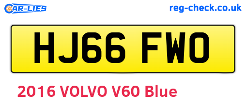 HJ66FWO are the vehicle registration plates.