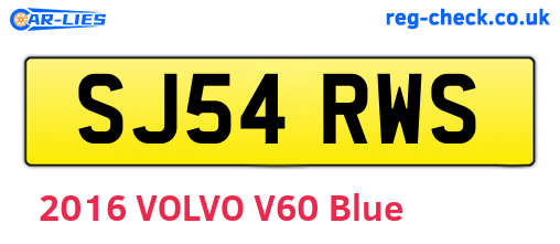 SJ54RWS are the vehicle registration plates.