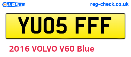 YU05FFF are the vehicle registration plates.