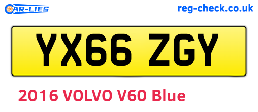 YX66ZGY are the vehicle registration plates.