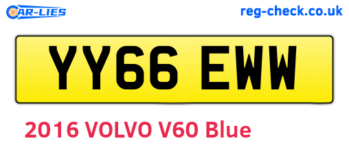 YY66EWW are the vehicle registration plates.