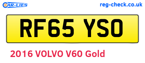 RF65YSO are the vehicle registration plates.
