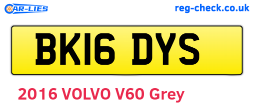 BK16DYS are the vehicle registration plates.