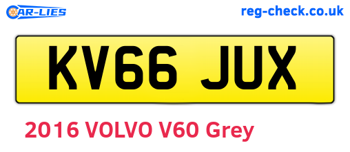 KV66JUX are the vehicle registration plates.