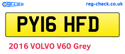 PY16HFD are the vehicle registration plates.