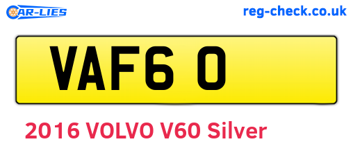 VAF60 are the vehicle registration plates.