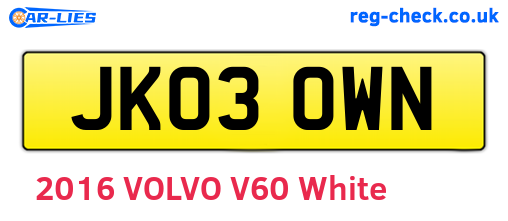 JK03OWN are the vehicle registration plates.