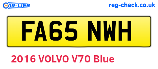 FA65NWH are the vehicle registration plates.