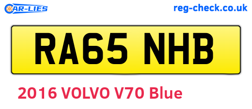 RA65NHB are the vehicle registration plates.