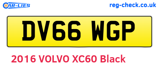DV66WGP are the vehicle registration plates.