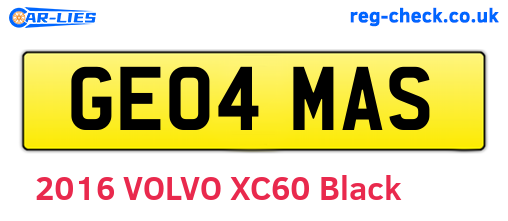 GE04MAS are the vehicle registration plates.