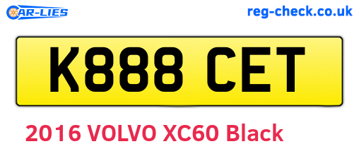 K888CET are the vehicle registration plates.