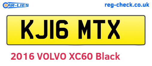 KJ16MTX are the vehicle registration plates.
