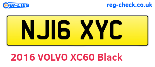NJ16XYC are the vehicle registration plates.
