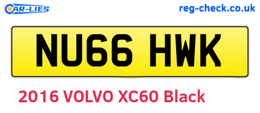 NU66HWK are the vehicle registration plates.
