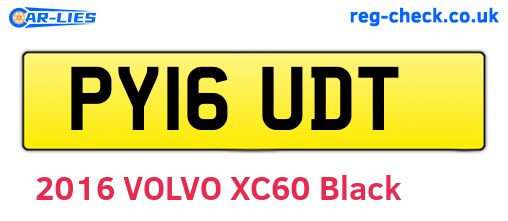 PY16UDT are the vehicle registration plates.