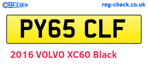 PY65CLF are the vehicle registration plates.