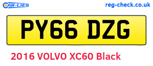 PY66DZG are the vehicle registration plates.