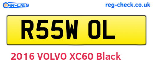 R55WOL are the vehicle registration plates.