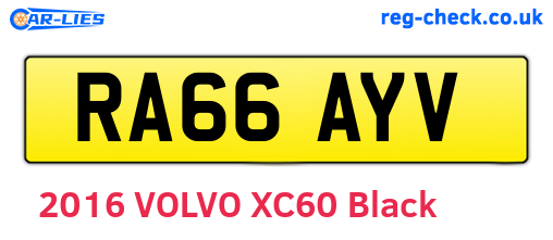 RA66AYV are the vehicle registration plates.