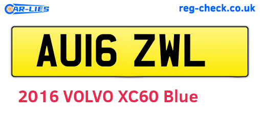 AU16ZWL are the vehicle registration plates.