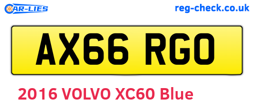 AX66RGO are the vehicle registration plates.