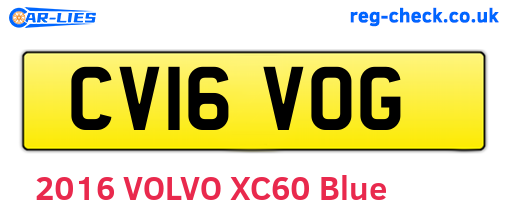 CV16VOG are the vehicle registration plates.