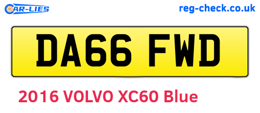 DA66FWD are the vehicle registration plates.