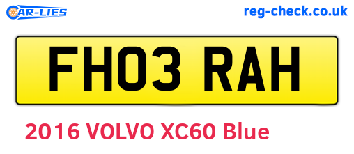 FH03RAH are the vehicle registration plates.