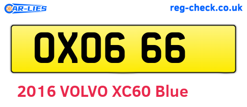 OXO666 are the vehicle registration plates.