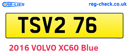 TSV276 are the vehicle registration plates.