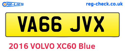 VA66JVX are the vehicle registration plates.