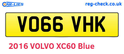 VO66VHK are the vehicle registration plates.