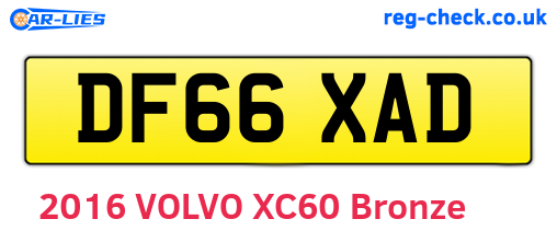 DF66XAD are the vehicle registration plates.