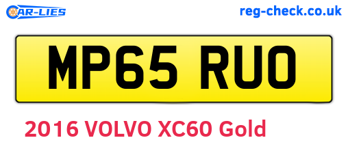 MP65RUO are the vehicle registration plates.