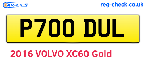 P700DUL are the vehicle registration plates.