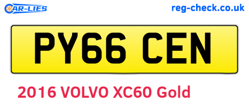 PY66CEN are the vehicle registration plates.