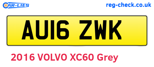 AU16ZWK are the vehicle registration plates.