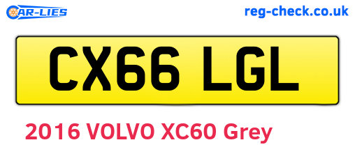 CX66LGL are the vehicle registration plates.