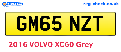 GM65NZT are the vehicle registration plates.