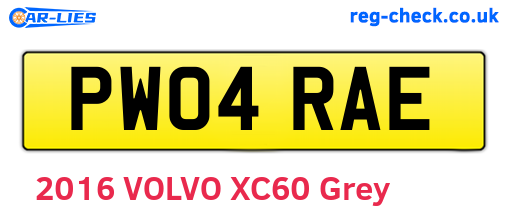 PW04RAE are the vehicle registration plates.